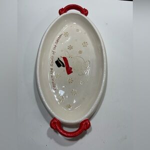 18.5” Long Russ Snowman Christmas Serving Platter. There Is Visible Crazing.